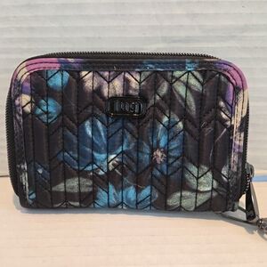 New Lug Rodeo Wallet Wristlet Galaxy Watercolor Print Quilted Zip Around RFID